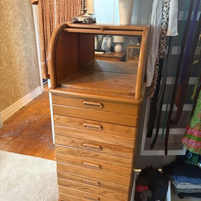Sale Photo Thumbnail #41: Broyhill roll top cabinet.