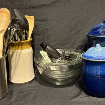 Kitchen Utensils & Blue Canisters