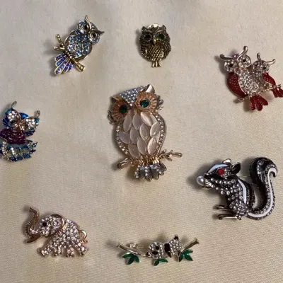 CCM095 Eight Woodland Animal Costume Jewelry Brooches 
