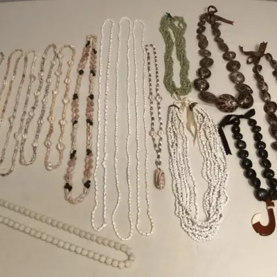 CCM003 Various Shell, Kukui Nut, Koa & Plastic Pikake Leis