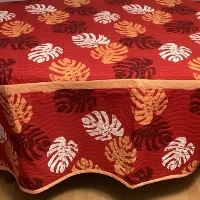 CCM007 Large Red Quilted Hawaiian Print Blanket Bedspread New
