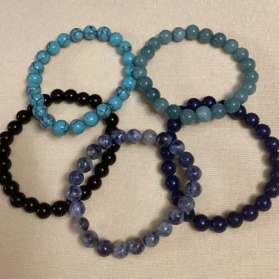 CCM068 Five Polished Stone Bead Bracelets New