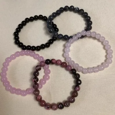 CCM066 Five Polished Stone Bead Bracelets New