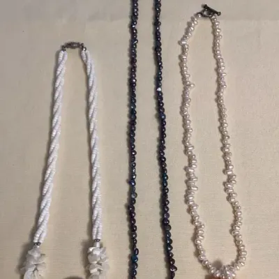 CCM075 Sunrise Shell, Nautilus Shell & Seed Pearl Necklaces 