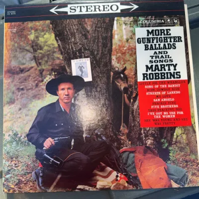 Sale Photo Thumbnail #15: Stereo vinyl album cover for Marty Robbins' "More Gunfighter Ballads and Trail Songs," released by Columbia Records in 1960.