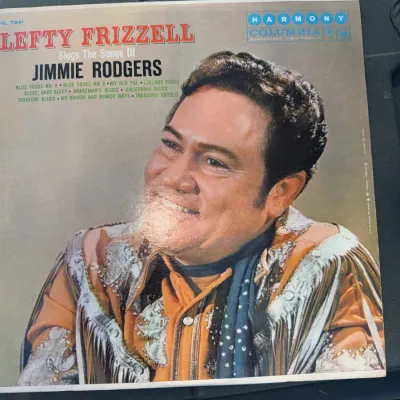 Sale Photo Thumbnail #6: Vintage 12-inch vinyl LP album cover for 'Lefty Frizzell Sings The Songs Of Jimmie Rodgers' on Harmony Columbia records (HL 7241).