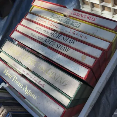 Sale Photo Thumbnail #32: Collection of vintage Reader's Digest vinyl record box sets featuring artists like Bing Crosby, Artie Shaw, and Lawrence Welk.