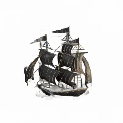 Sale Photo Thumbnail #158: Vintage wrought iron ship sculpture with brushed metallic highlights and detailed rigging.