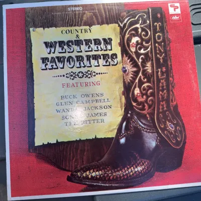 Sale Photo Thumbnail #25: Vintage 'Country & Western Favorites' vinyl LP album featuring artists like Buck Owens and Glen Campbell, released on Capitol Creative Products.