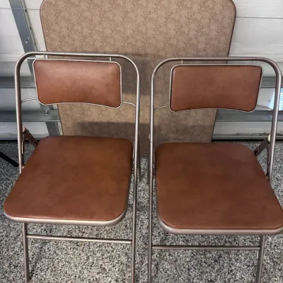 Sale Photo Thumbnail #214: Vintage Card Table with Two Folding Chairs
