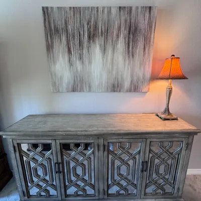Beachy Gray Console Cabinet