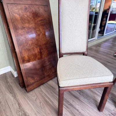 Henredon Burlwood Dining Table with Two Leaves and Six Chairs