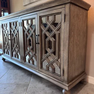 Beachy Gray Console Cabinet