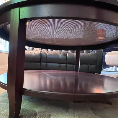 Two-Tiered Round Coffee Table with Glass Top