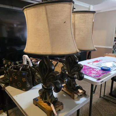 Sale Photo Thumbnail #45: Large Fluer de Lis Lamps 