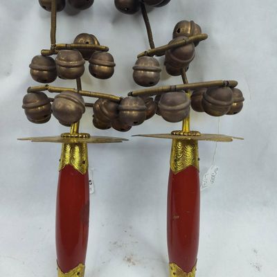 Sale Photo Thumbnail #82: Pair Japanese Kagura-suzu Shinto Bells