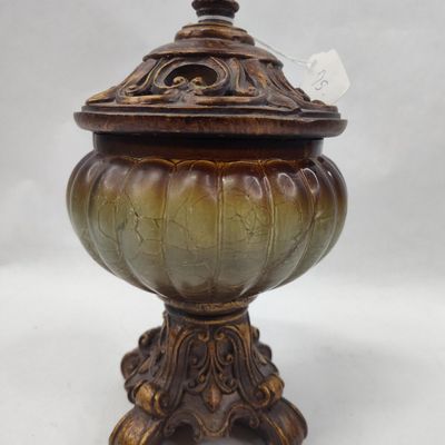 Sale Photo Thumbnail #266: Neoclassical Footed Crackle Glass Urn