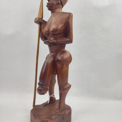 Sale Photo Thumbnail #105: Carved Wood Male Figure w/ Spear