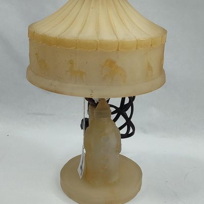 Sale Photo Thumbnail #466: Glass Circus Lamp w/ Clown & Carousel
