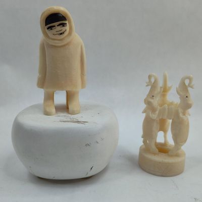 Sale Photo Thumbnail #334: Two Carved Norwegian Bone Figurines