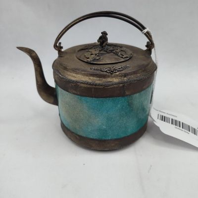 Sale Photo Thumbnail #462: Metal & Hardstone Cylindrical Teapot