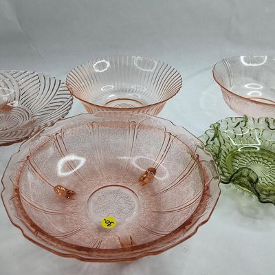 Sale Photo Thumbnail #123: Pink & Green Depression Glassware