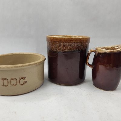 Sale Photo Thumbnail #268: Trio American Brown Glazed Stoneware