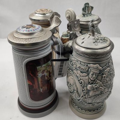 Sale Photo Thumbnail #110: Set 4 Ceramic Lidded Beer Steins