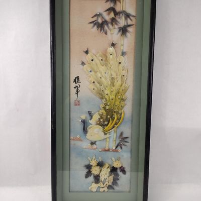 Sale Photo Thumbnail #298: Chinese Shell & Bamboo Relief Shadowbox