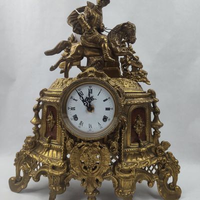 Sale Photo Thumbnail #10: 20th C. Italian Gilt Metal Horse Clock