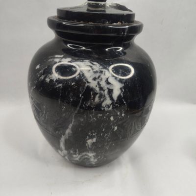 Sale Photo Thumbnail #223: Marble Cremation Urn w/ Floral Band