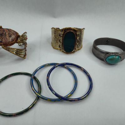 Sale Photo Thumbnail #339: Artisan Mixed Metal & Cloisonne Cuffs