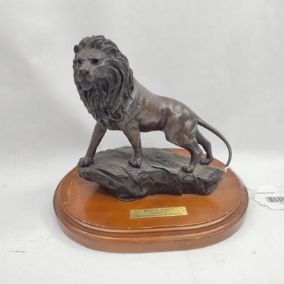 Sale Photo Thumbnail #96: Lion of Judah Metal Sculpture w/ Base