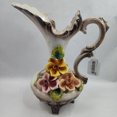Sale Photo Thumbnail #253: Capodimonte Ceramic Floral Pitcher