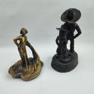 Sale Photo Thumbnail #165: Pair Cast Metal Figures, Art Nouveau