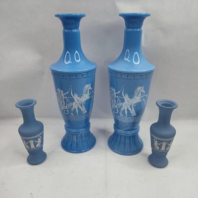 Sale Photo Thumbnail #57: Neoclassical Blue Glass & Ceramic Set