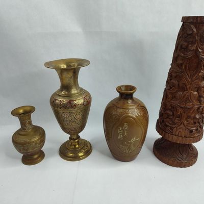 Sale Photo Thumbnail #280: Indian Brass, Ceramic & Wood Vessels