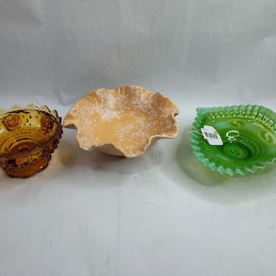 Sale Photo Thumbnail #303: 3 American Glass & Ceramic Bowls