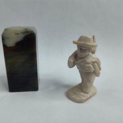 Sale Photo Thumbnail #383: Pair Stone Carvings: Block & Figural