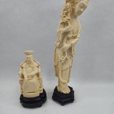 Sale Photo Thumbnail #344: Pair Chinese Figural Faux Ivory Resins