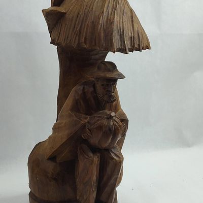 Sale Photo Thumbnail #108: Wood Folk Art Sculpture: Seated Man
