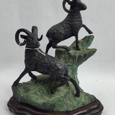 Sale Photo Thumbnail #87: Pair Bighorn Sheep Bronze Sculptures