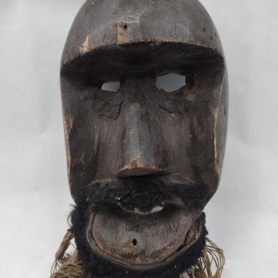 Sale Photo Thumbnail #281: Folk Art Carved Wood Dance Mask w/Beard