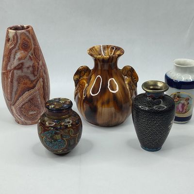 Sale Photo Thumbnail #390: Set Cloisonne & German Porc. Vases