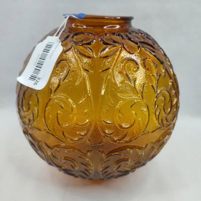 Sale Photo Thumbnail #323: Amber Glass Scroll Rose Bowl