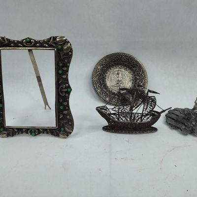 Sale Photo Thumbnail #250: Set White Metal Figurines & Decor