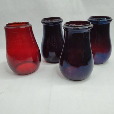 Sale Photo Thumbnail #224: Set 4 Ruby Glass R.R. Lantern Globes