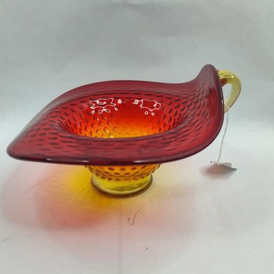 Sale Photo Thumbnail #212: Amberina Glass Hobnail Handled Nappe
