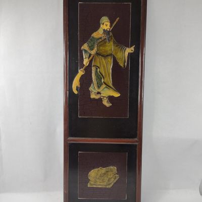 Sale Photo Thumbnail #227: Chinese Wood Panel w/ Ceramic Figures
