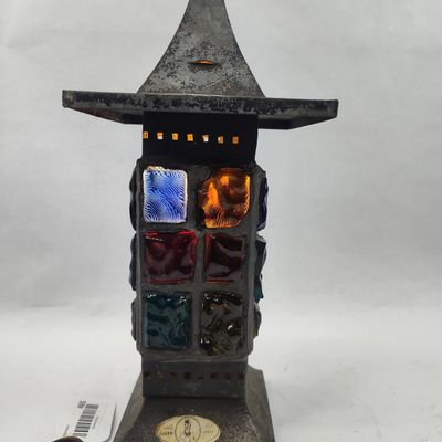 Sale Photo Thumbnail #465: Nader Slab Glass & Metal Pagoda Lamp